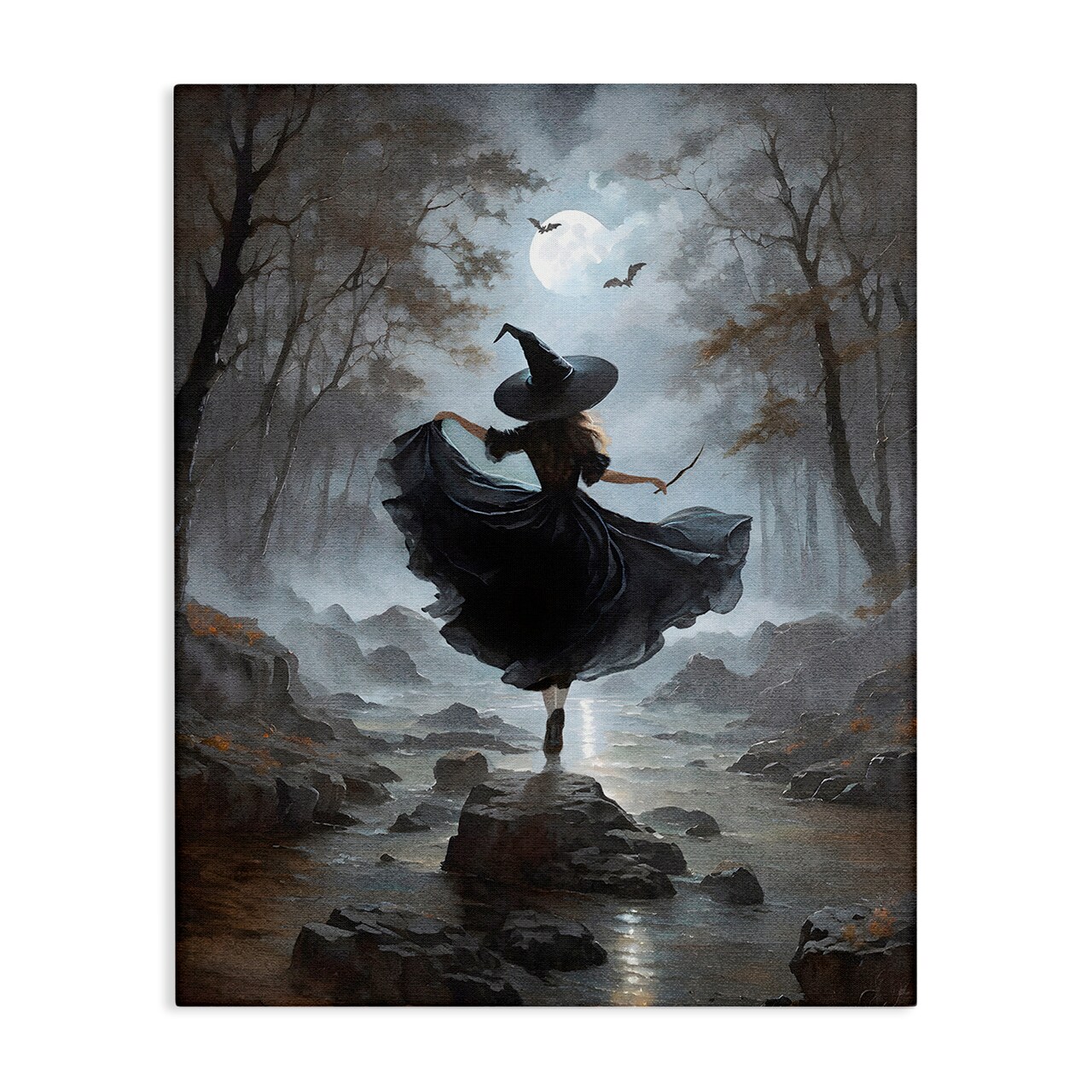 Stupell Industries Witch in Moonlit Forest Canvas By Jo Moulton